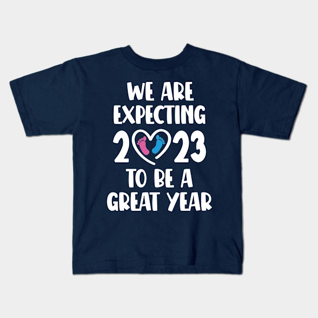 New Baby Announcement Future Mom & Dad, We Are Expecting 2023 to Be a Great Year - Christmas Pregnancy Gift Gender Reveal Party Kids T-Shirt by EleganceSpace